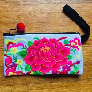 Pink Embroidered Wallet